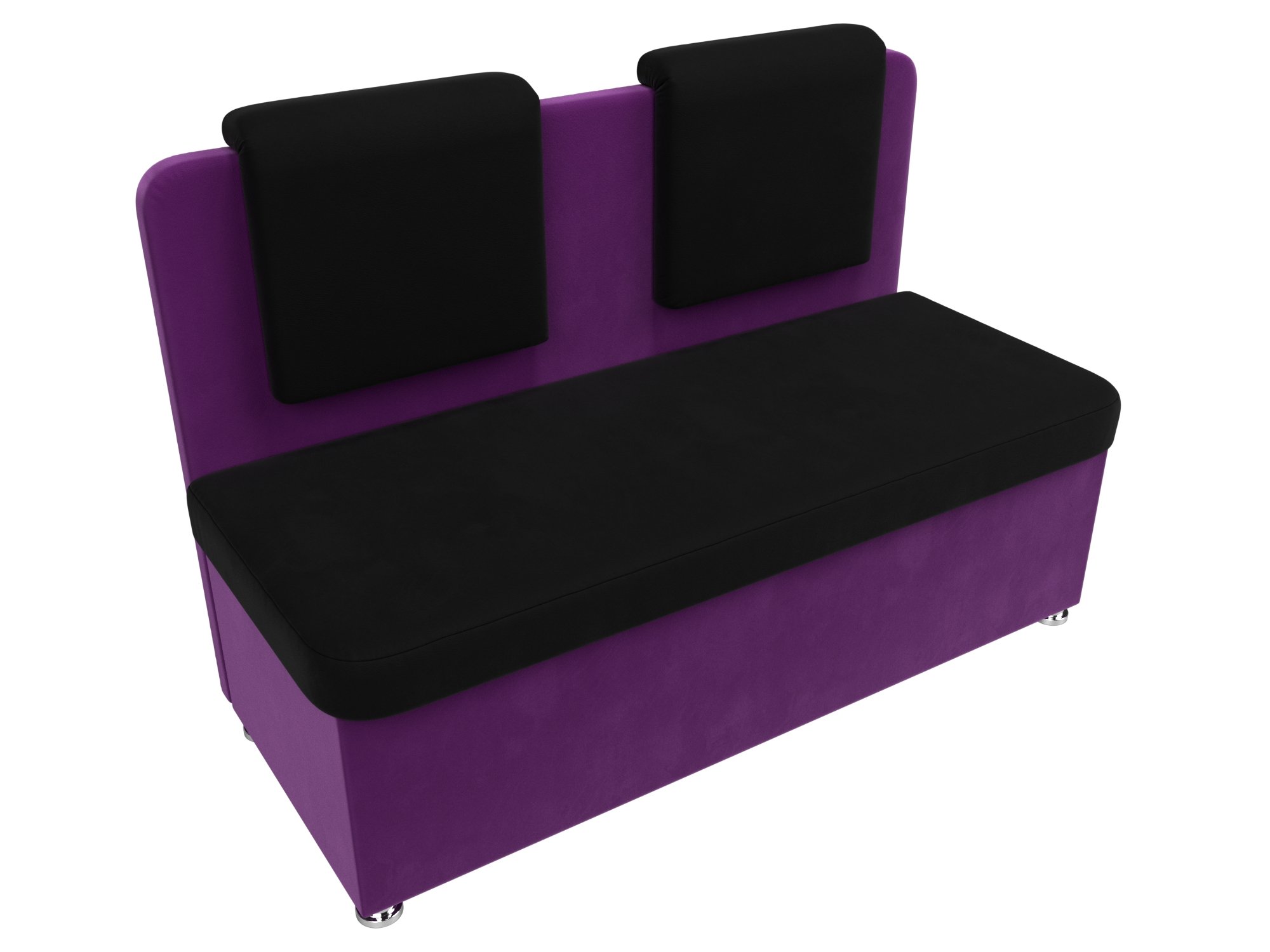 Кухонный прямой диван Маккон 2-х местный Черный\Фиолетовый
